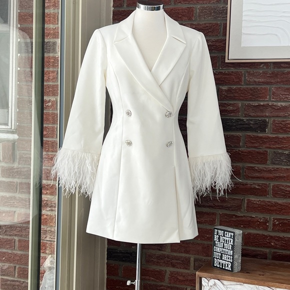 LIKELY Gloria Feather Trim Blazer Jacket Mini Dress Size 8 NWT - Picture 7 of 11